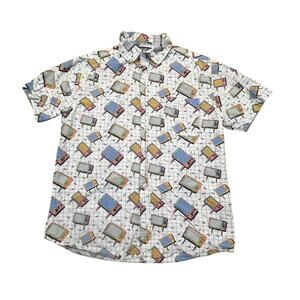Super Massive Retro Television Shirt Men Sz S Graphic Button Down 90s